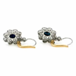 Boucles d'oreilles, Diamant, Saphir