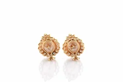 Boucles d'oreilles diamants et perles mabé