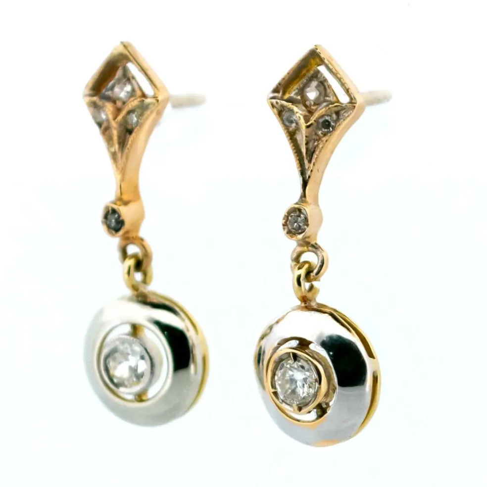 Boucles d'oreilles diamants, or et platine