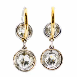 Boucles d'oreilles diamant, platine, 18 carats