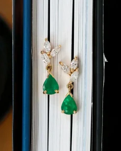 Boucles d'oreilles diamants émeraudes