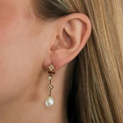 Boucles d'oreilles diamants perles