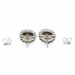 Boucles d'oreilles diamant rubis platine