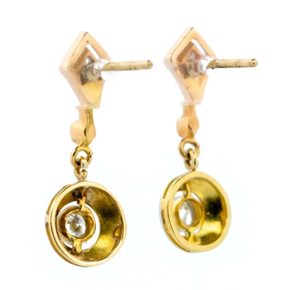 Boucles d'oreilles diamants, or et platine