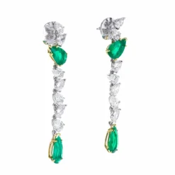 Boucles d'Oreilles Diamants et Emeraudes