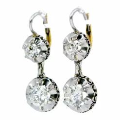 Boucles d'oreilles diamant, platine, 18 carats