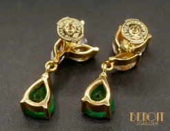 Boucles d'oreilles diamants émeraudes