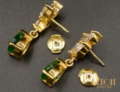 Boucles d'oreilles diamants émeraudes