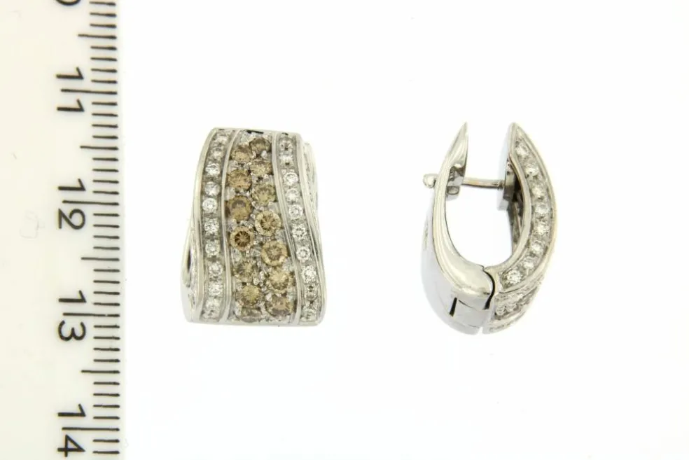 Boucles d'oreilles diamants blancs et bruns