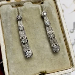 Boucles d'Oreilles Diamant, Platine