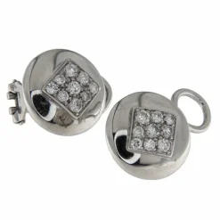 Boucles d'oreilles disques en or blanc et diamants