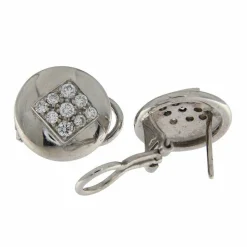 Boucles d'oreilles disques en or blanc et diamants