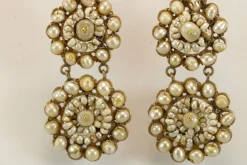 Boucles d'oreilles dorées perles anciennes