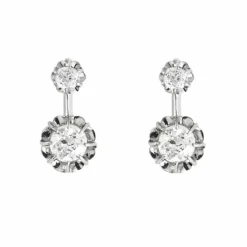 Boucles d’oreilles Dormeuses Platine et Diamants 1ct