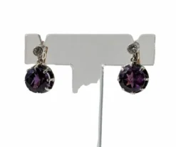 Boucles d’oreilles dormeuses améthyste or et argent