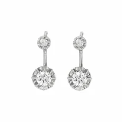 Boucles d’oreilles Dormeuses Art-Déco or et diamants 0.90 ct