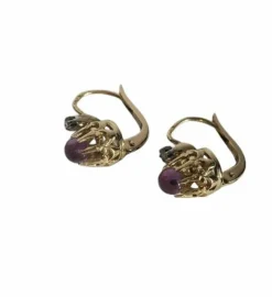 Boucles d’oreilles dormeuses améthyste diamant