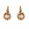 Boucles d'oreilles dormeuses or rose et perles de culture