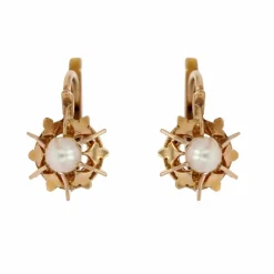 Boucles d'oreilles dormeuses or rose et perles de culture