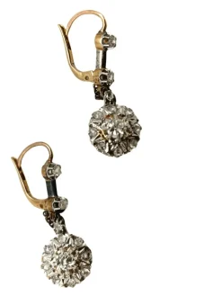Boucles d'oreilles dormeuses Art Déco motif fleur