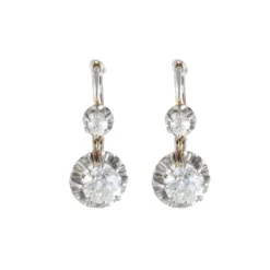Boucles d'oreilles dormeuses or blanc Diamants