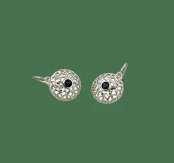 Boucles d’oreilles dormeuses or blanc saphirs