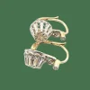 Boucles d'oreilles dormeuses or jaune et blanc Diamants