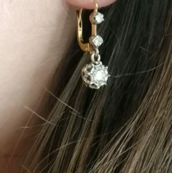 Boucles d'oreilles Dormeuses 2 Ors et Diamants