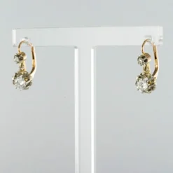 Boucles d'oreilles dormeuses diamants 2 ors