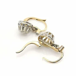 Boucles d'oreilles dormeuses or jaune et blanc Diamants