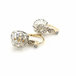Boucles d'oreilles dormeuses or jaune et blanc Diamants