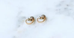 Boucles d'oreilles dormeuses Or Rose, Platine, Diamants
