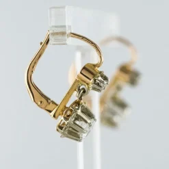 Boucles d'oreilles dormeuses diamants 2 ors