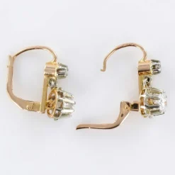 Boucles d'oreilles dormeuses diamants 2 ors