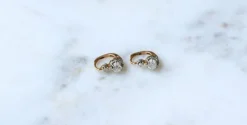 Boucles d'oreilles dormeuses Or Rose, Platine, Diamants