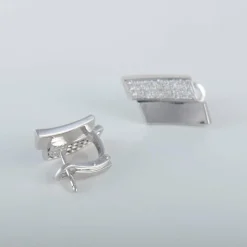 Boucles d'oreilles Double rectangle pavage Diamants