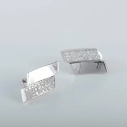 Boucles d'oreilles Double rectangle pavage Diamants