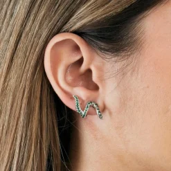 Boucles d'oreilles dépareillées or et émeraudes