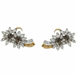 Boucles d'oreilles, "Edelweiss", en or jaune, platine et diamants.