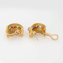 Boucles d'oreilles Elizabeth Locke en pierres précieuses Amalfi Tutti Frutti Créoles larges