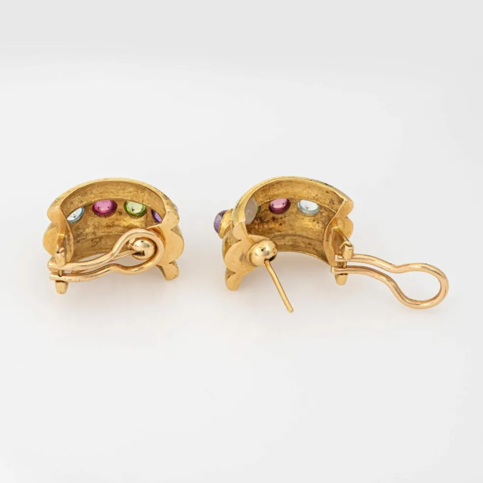 Boucles d'oreilles Elizabeth Locke en pierres précieuses Amalfi Tutti Frutti Créoles larges