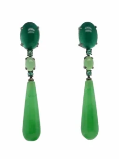 Boucles d'oreilles Emeraudes Jade Agate verte