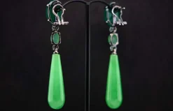 Boucles d'oreilles Emeraudes Jade Agate verte