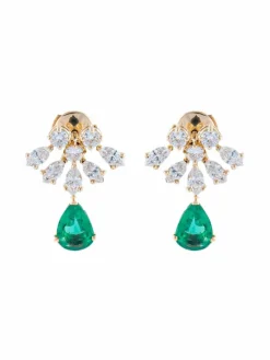 Boucles d'oreilles Emeraudes Diamants
