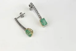 Boucles D'oreilles Emeraudes Diamants