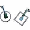 Boucles d'oreilles en aigue-marine, tourmaline, tsavorite et diamant bleu