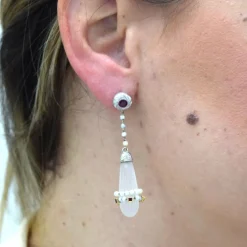 BOUCLES D'OREILLES EN CRISTAL DE ROCHE - ANNÉES 1950