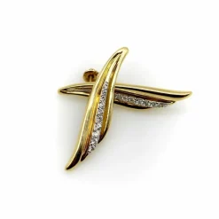 Boucles d'oreilles en forme d'aile en or 14 carats et diamants