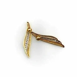 Boucles d'oreilles en forme d'aile en or 14 carats et diamants