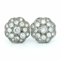 Boucles d'oreilles en grappe de diamants et de platine